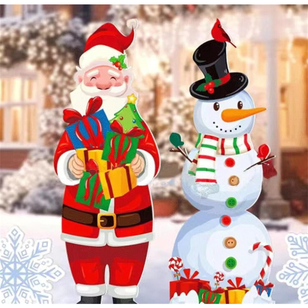 (D) Christmas Holiday Decorations Sale Christmas Santa Claus Snowman LED Light Christmas Outdoor Decoration Glowing Santa Claus Snowman With Lights Ga