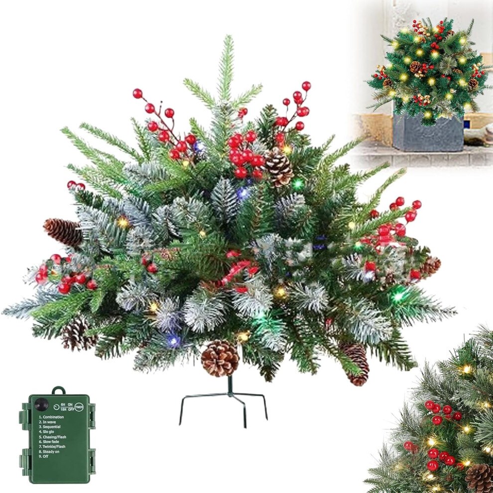 (A) Christmas Decorations Ornament Xmas Decor Holiday Planter Filler Christmas Holiday Planter Filler Outdoor Decorations Lighted Artificial Xmas Tree