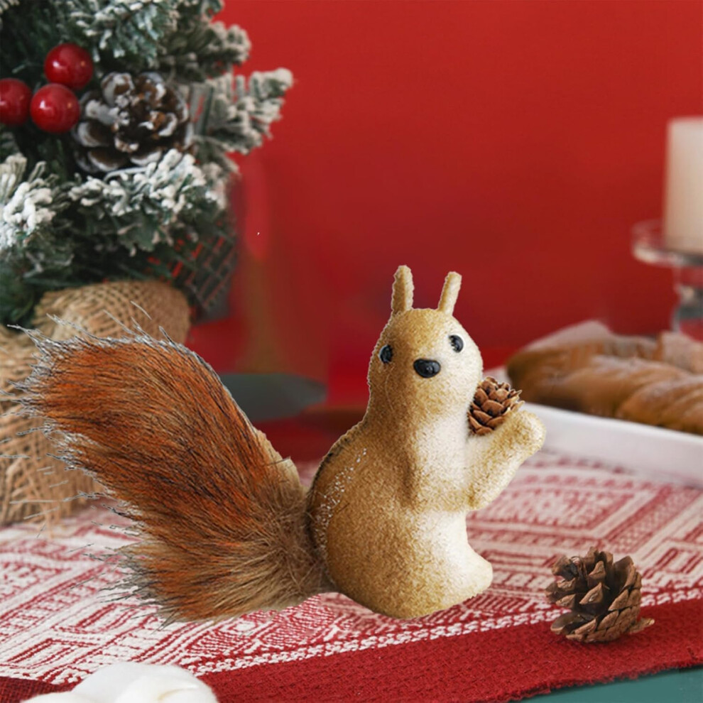 (C) Christmas Ornament Xmas Tree Decoration Mini Christmas Tree Decorations Cute Lifelike Squirrels Hanging Figurines Pines Cones Decorations Hanging
