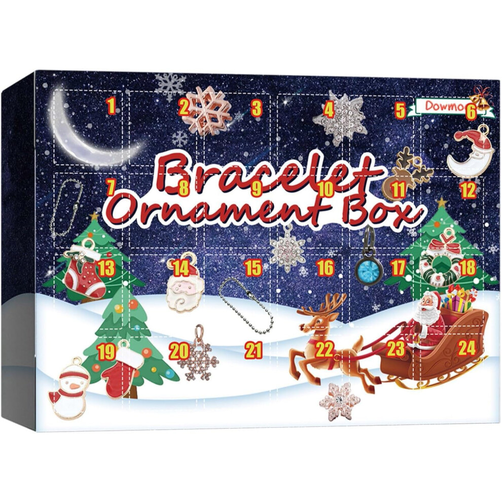 Christmas Ornament Decorations Clearance Christmas Advent Calendar DIY Bracelet 24 Grids Calendar Countdown Accessories Surprise for Home Office Room