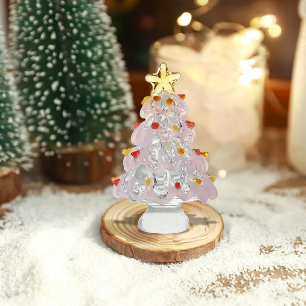 (Dd) Christmas Decorations Xmas Tree Ornaments Mini Christmas Tree Glass Ornaments Small Glass Christmas Tree Christmas Dollhouse Miniature Mini Winte