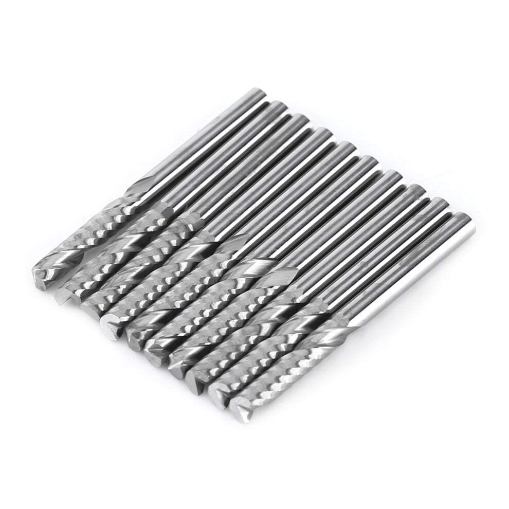 10pcs Tungsten Carbide Spiral End Mills Single