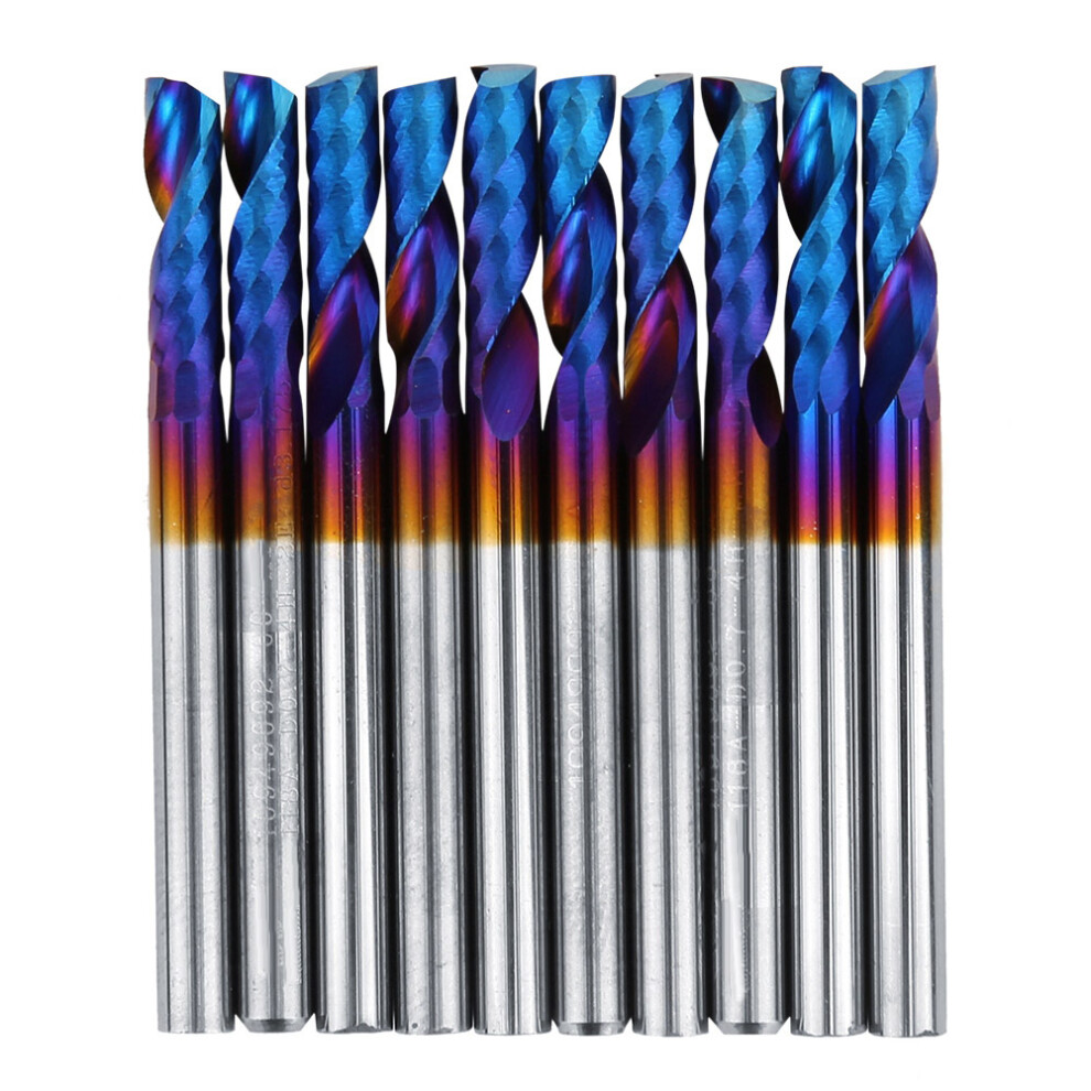 10PCs Milling Cutter 3.175mm Blue Nano Coating