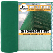 Scaffold Netting 2m x 50m (6.56ft x 164ft) - Durable Green Polyethylene Debris Netting with Reinforced Eyelets