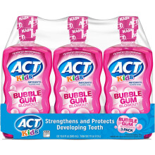 ACT Anticavity Kids Flouride Rinse Bubble Gum Blowout Flavor 18 ounce flaskor (frpackning med 3)