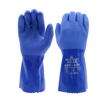 SHOWA Strrelse 9 Bl ATLAS Bomuldsforet 1,3 mm Bomuld og PVC Kemikalie resistente handsker Large