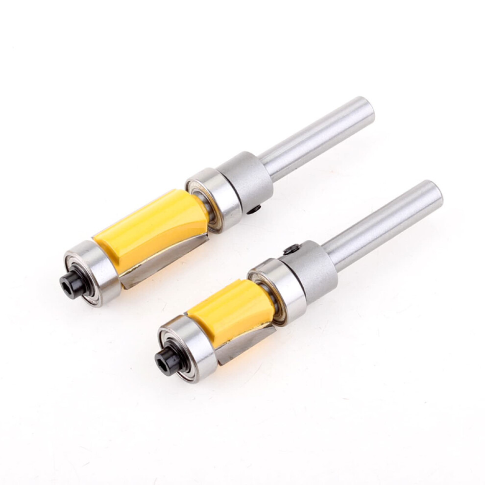 Woodworking Tenon Cutter 2Pcs Flush Trim Router Bit Set Top & Bottom Bearing 1/4 Inch Shank Router Tools 6038364078179