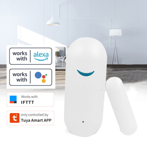 Intelligent WiFi Door & Window Alarm Sensor, 2 AAA, White