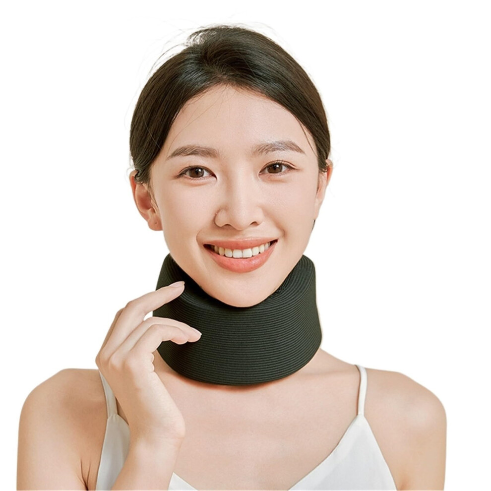 Memory Foam Neck Brace for Pain Relief, Adjustable Soft Cervical Collar, Black Large, Stabilizes Vertebrae for Sleeping and Daily Use
