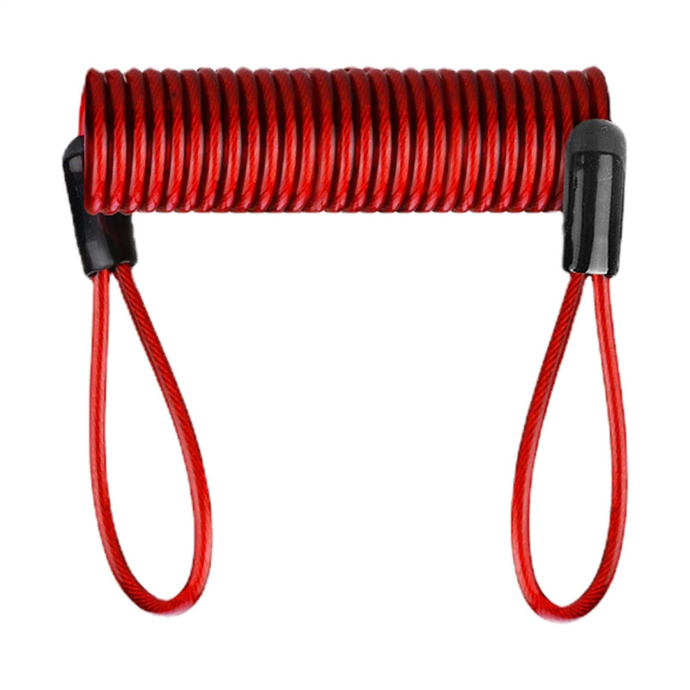 Reminder Cable For Disc Lock, Security Steel Wire Spring Rope, Antitheft Handlebar Lock For Scooter Motorcycle Baggage Helmet, Red 6038364079374