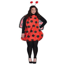 (M, Red) Adult Halloween Costume Kit - Cute Yellow Bee Ladybug Cosplay Outfit With Antenna Headband, Striped Tights, And Leggings - DSW