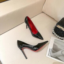 (42, black 8cm) Women Red Sole Pumps New Sexy Bottom Pointed Toe Black Thin High Heel Shoes 8cm 10cm 6cm Shallow Sexy Wedding Shoe