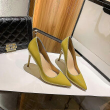 (33,yellow 10cm)Women Red Sole Pumps New Sexy Bottom Pointed Toe Black Thin High Heel Shoes 8cm 10cm 6cm Shallow Sexy Wedding Shoe