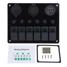 DC 12‑24V 6 Gang Rocker Switch Panel Overload