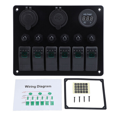 DC 12‑24V 6 Gang Rocker Switch Panel Overload