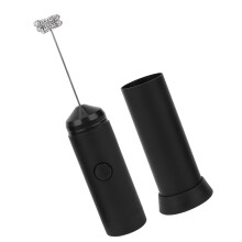 Handheld Stainless Steel Electric Milk Frother & Egg Beater - Black, 13000 RPM