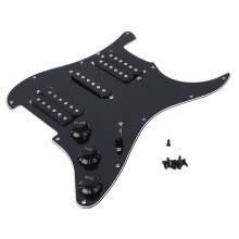 HSH vorverkabeltes Pickguard für ST/SQ-Gitarren mit Knöpfen & Schrauben - Schwarz