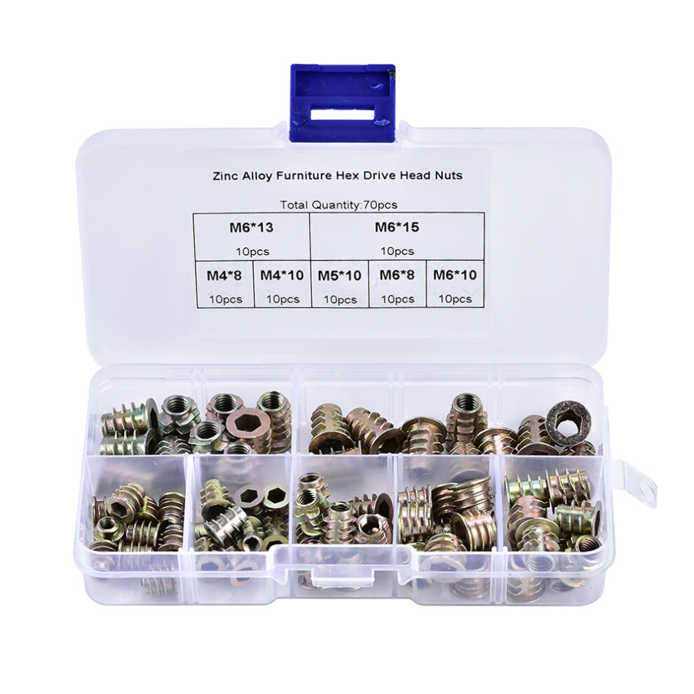 70pcs M4/M5/M6 Zinc Alloy Furniture Hex Drive Head