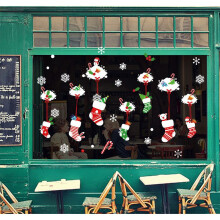(Socks) Window Wall Christmas Sticker Home Room Decoration New Year Santa Claus Decals