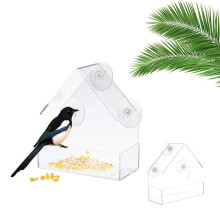 Klare Acryl-Parrots-Nahrungsanzeige fürs Fenster – 4 Saugnäpfe, leicht zu reinigen