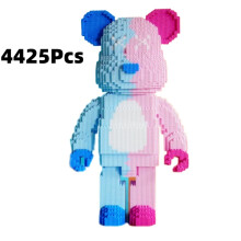(Blue Pink) Building Bearbricks Blocks Diy Figure Toy Model Kids Adult Decor Gift Collection