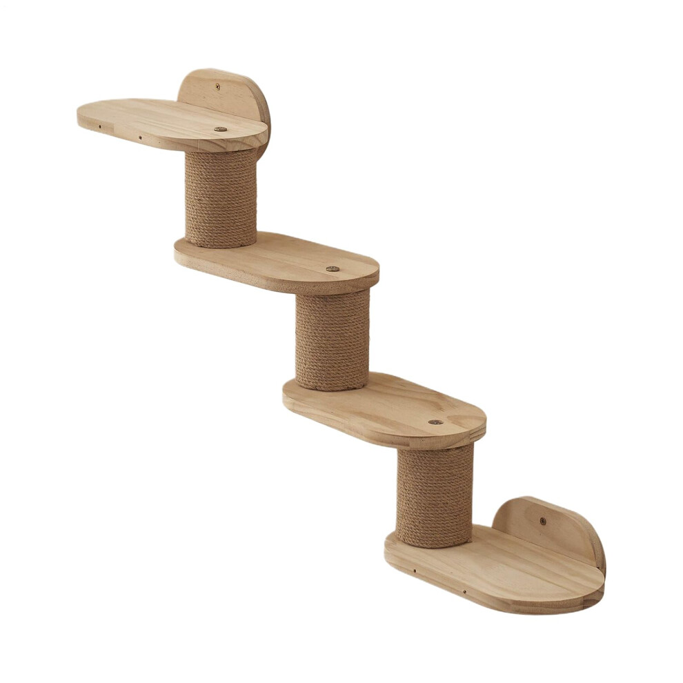 Cat Shelf - Wooden Floating Climber Ladder Stairs For Indoor Cats, Wall-Mounted Scratching Playground For Windowsill And Ceiling 6447073406904