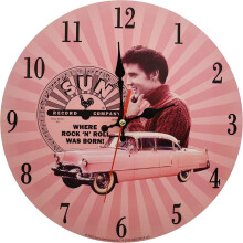(Pink)Minimaal retro Elvis Presley ontworpen wandklok voor thuis en decoratie slaapkamer