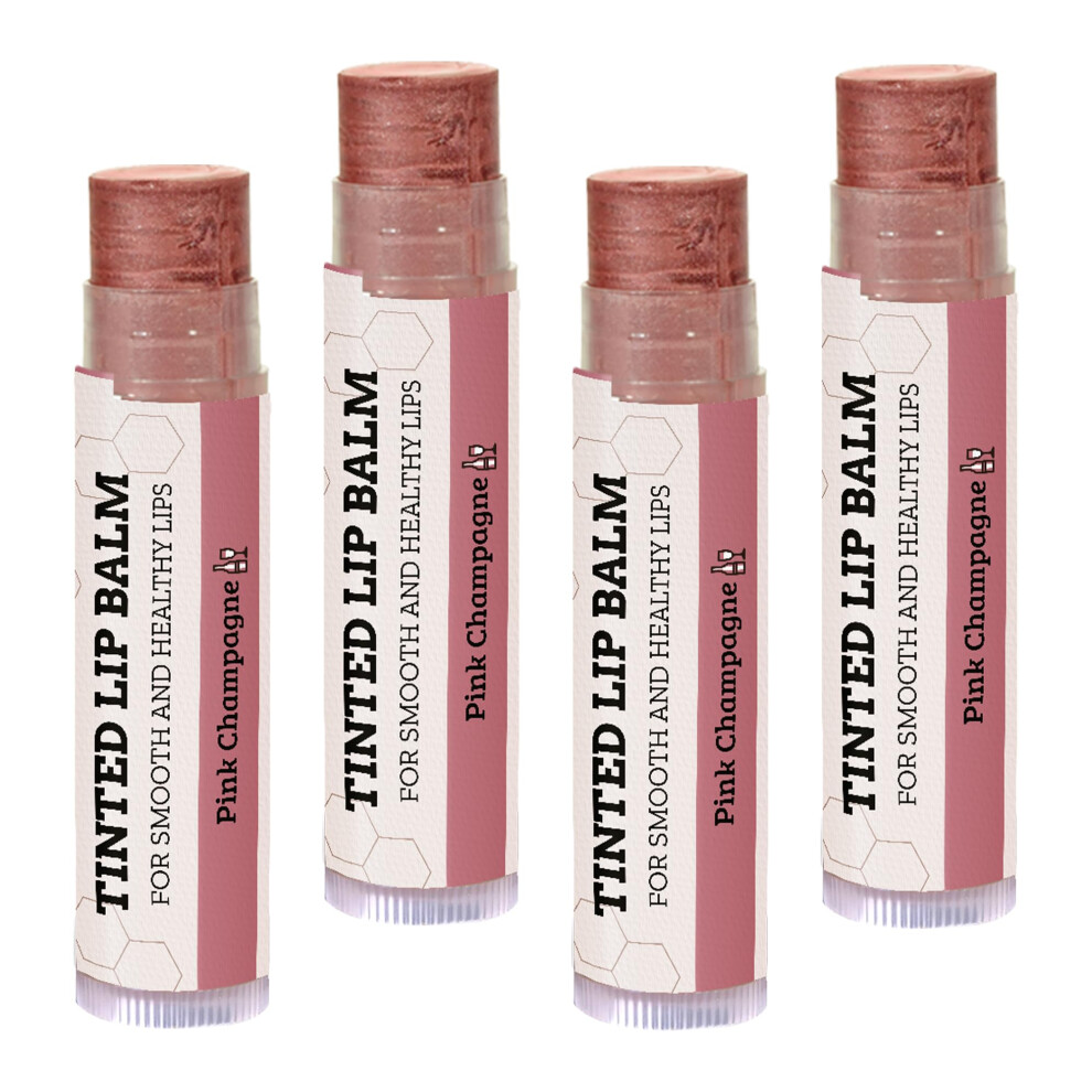 Earth's Daughter Tinted Lip Balm By - 4 Pack Of Pink Champagne Color - Beeswax Coconut Oil Cocoa Butter Vitamin E - Moisturize And Beautify - P