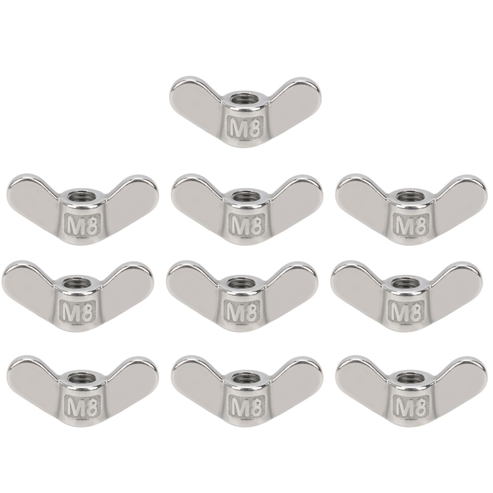 10Pcs M8 Wing Nut Butterfly Nuts 304 Stainless
