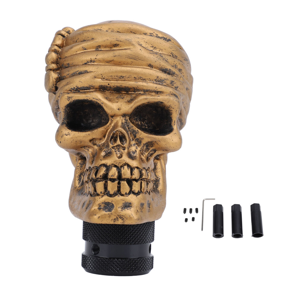 Skull Head Gear Shift Knob With 3 Adapters Resin Bronze 8320539804316