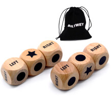 Bilywey 6 dados Juego Izquierda Derecha Centro de 1 pulgada en Madera de Haya con Bolsa (6 pcs)