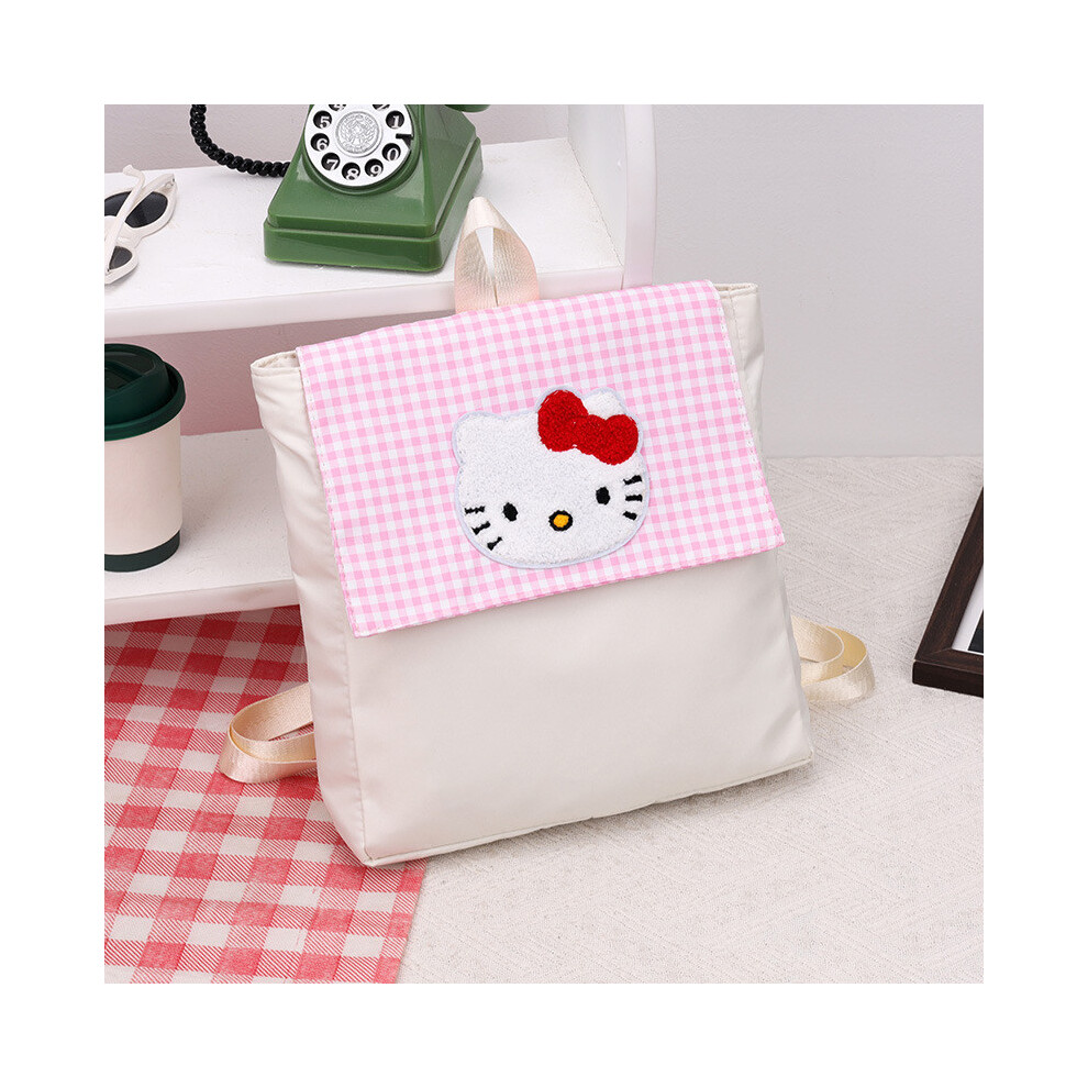 (White) Hello Casual Kitty Cat Print Backpack With Material Inner Outings Pocket Daily-image-OPC-PKB9DNR-NEW