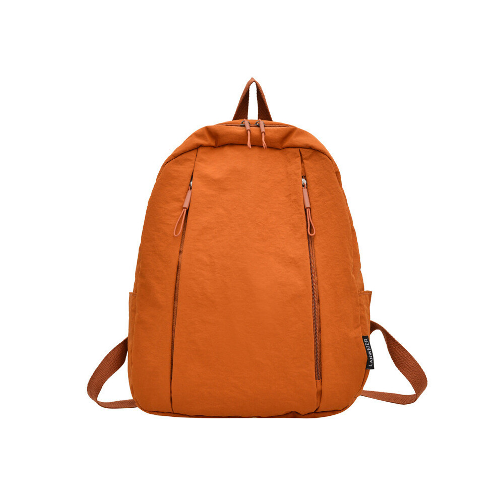(Orange) Color Fashion Solid Large Capacity Backpack Surface Inner Pocket School Travel-image-OPC-PKB9FQN-NEW