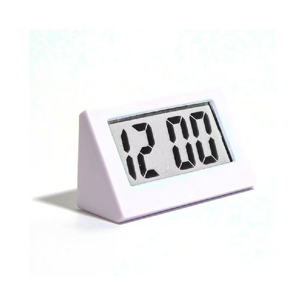 (White) Silent Table Mini Clock With Digital Screen For Students Portable Use Gifts White