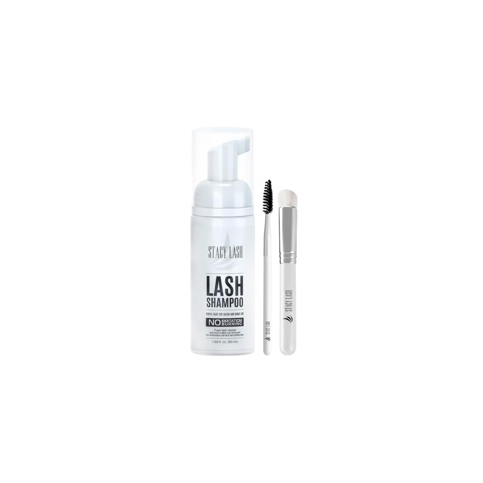 Stacy Lash Eyelash Extension Shampoo Brush / 1.69 Fl.oz / 50Ml / Eyelid Foaming Cleanser/Wash For Extensions & Natural Lashes/Safe Makeup Remover