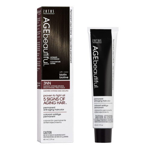 (3NN Darkest Intense, 2 Fl Oz (Pack of 1)) AGE beautiful Permanent Hair Color Dye Liqui Creme | 100% Gray Coverage | Anti-Aging Haircolor | Bi