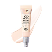 IT Cosmetics CC+ Nude Glow Leichte Foundation + Glow-Serum mit Lichtschutzfaktor 40  Mit Niacinamid-Hyaluronsure und Grntee-Extrakt  Helles Beige