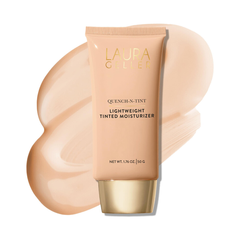Laura Geller Beauty Laura Geller New York Quench-N-Tint Weight Tinted Moisturizer Porcelain/Fair - Sheer To Buildable Coverage - Natural Glow Finish - Li Light