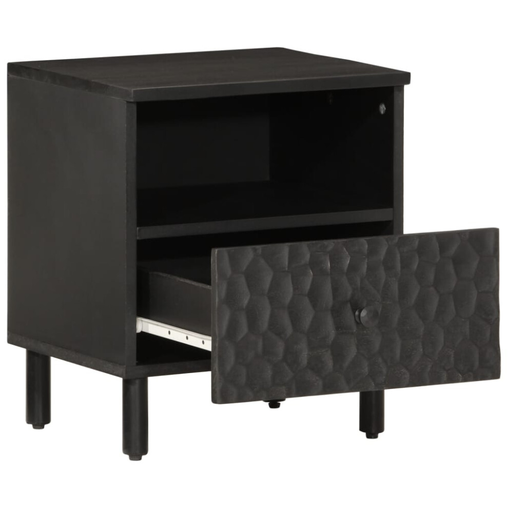 Bedside Cabinet | Bedside Table | Nightstand Black 40x33x46 cm Solid Wood Mango-image-OPC-PKBC7FX-NEW