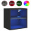 Bedside Cabinet | Bedside Table | Nightstand with LED Lights Wall-mounted Black 1