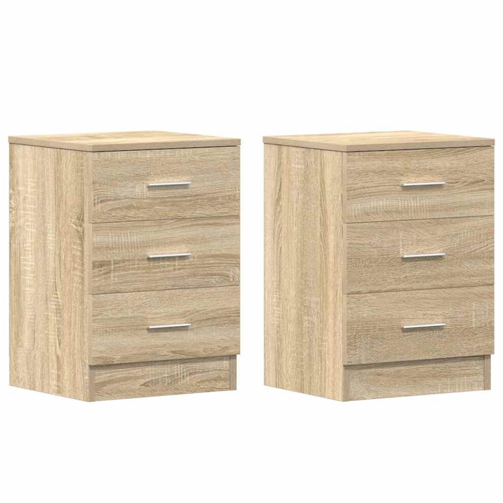 2 pcs Bedside Cabinet | Bedside Table | Nightstands Sonoma Oak 38x35x56 cm Engineered Wood-image-OPC-PKBCDXZ-NEW
