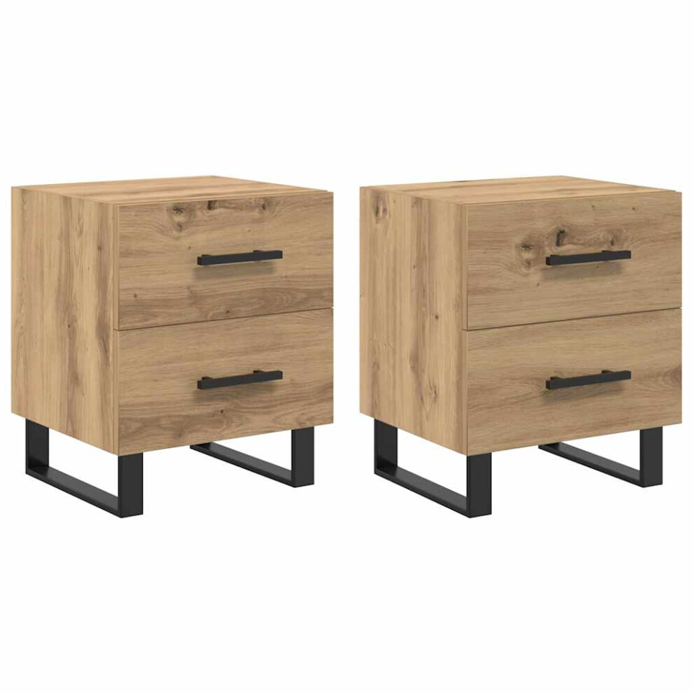 2 pcs Bedside Cabinet | Bedside Table | Nightstands Artisan oak 40 x 35 x 47.5 cm-image-OPC-PKBCFCR-NEW