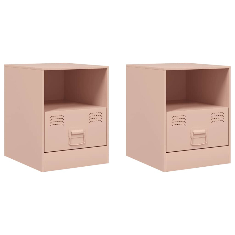 2 pcs Bedside Cabinet | Bedside Table | Nightstands Pink 34.5x39x44 cm Steel-image-OPC-PKBCGQJ-NEW