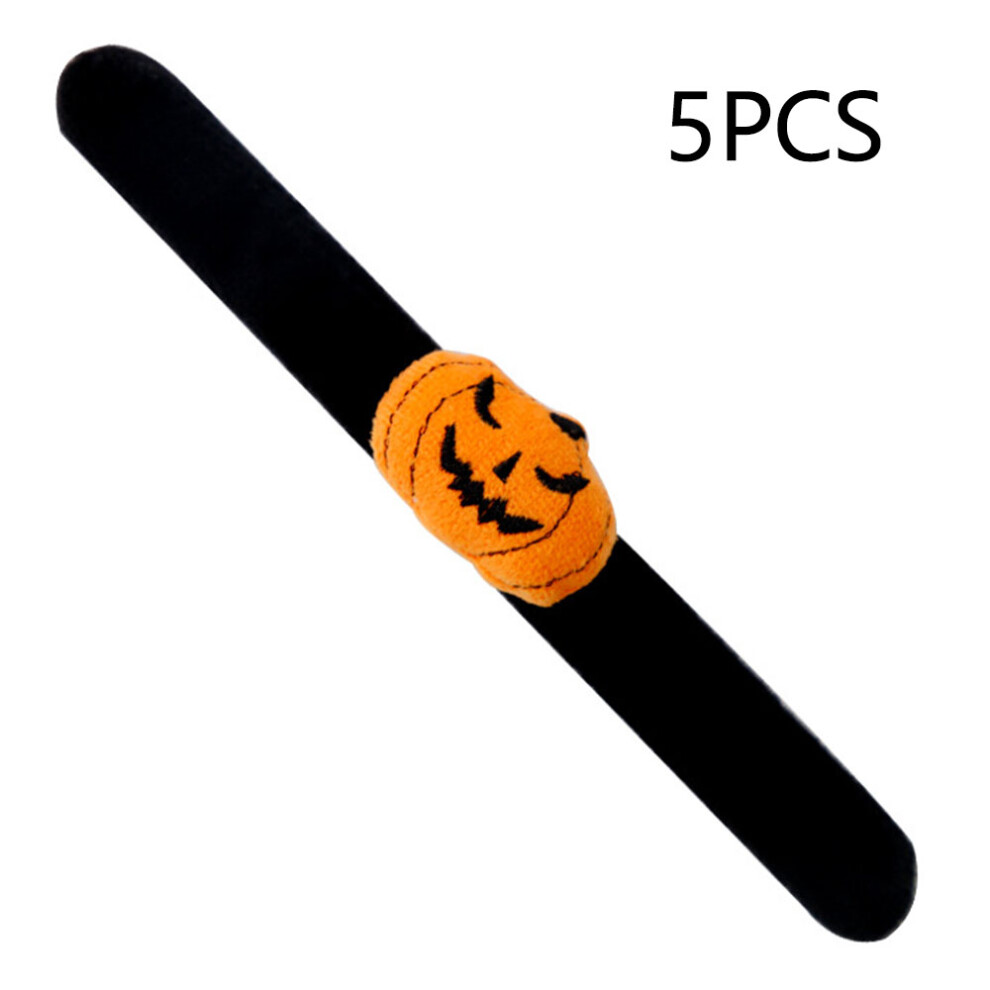 (Pumpkin) 5Pcs Set Halloween Slap Bracelets Slap Wristbands Party Bag Filler Kids Gift-image-OPC-PKBCKCY-NEW