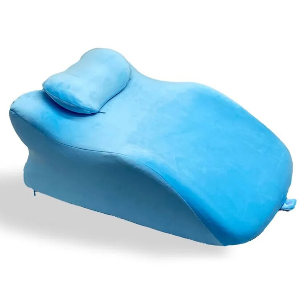 (Blue) 2Pcs Set Ergonomic Memory Foam Intimate Positioning Pillow for Couples with Mini Support Cushion