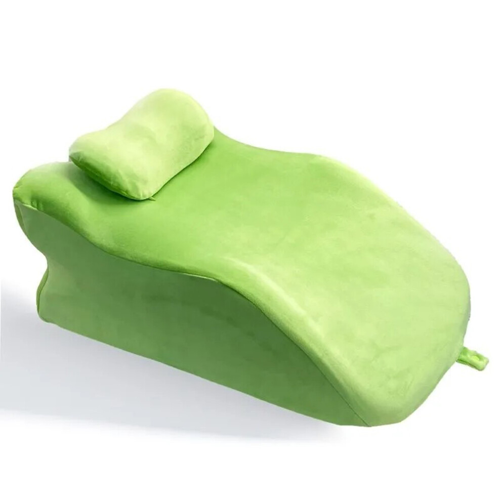 (Green) 2Pcs Set Ergonomic Memory Foam Intimate Positioning Pillow for Couples with Mini Support Cushion