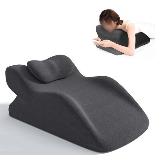 (Blue) 2Pcs Set Ergonomic Memory Foam Intimate Positioning Pillow for Couples with Mini Support Cushion 2