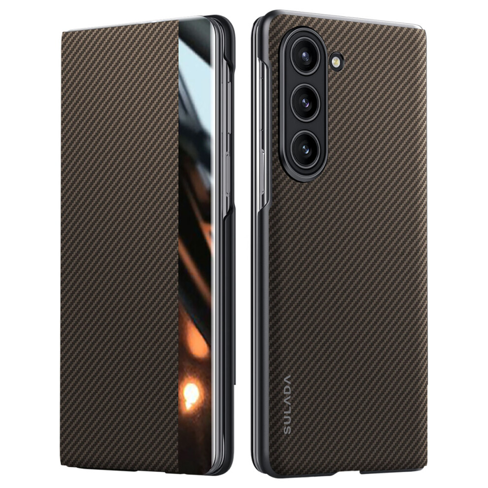 (Brown) Sulada For Samsung Galaxy Z Fold5 5G Case Leather Flip Phone Cover With Card Slot Brown 6914286661616