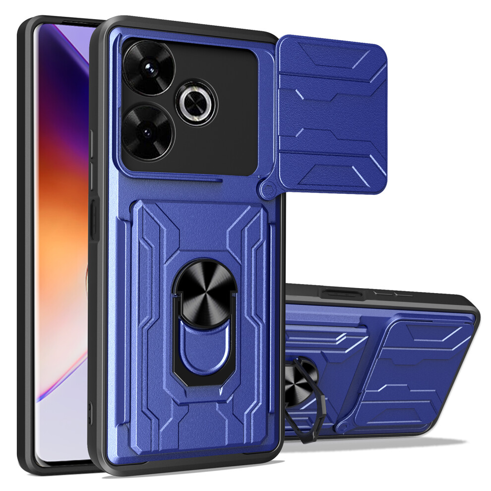(Sapphire) For Xiaomi Redmi 13 4G 5G Case Pc+Tpu Kickstand Phone Back Cover With Camera Slider Blue 6914286164964