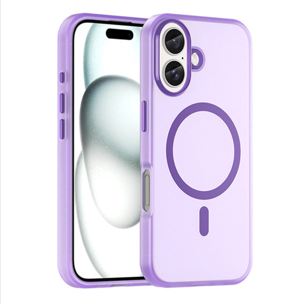 (Purple) For Iphone 16 Case Compatible With Magsafe Skin-Touch Pc+Tpu Matte Phone Cover Purple 6914282621546